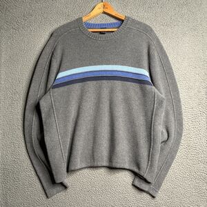 Vintage Gap Sweater Striped Ribbed Men’s Size Large Gray Tight Knit Y2K Cyber
